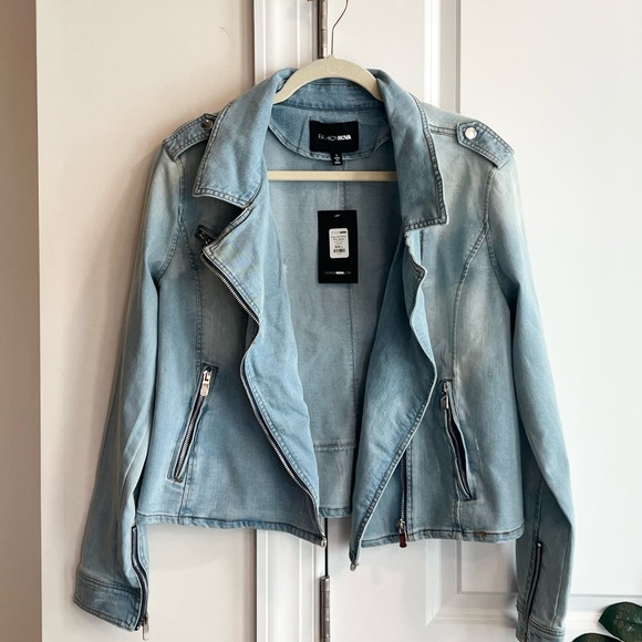 Edgy Gal Denim Moto Jacket - Picture 3 of 4